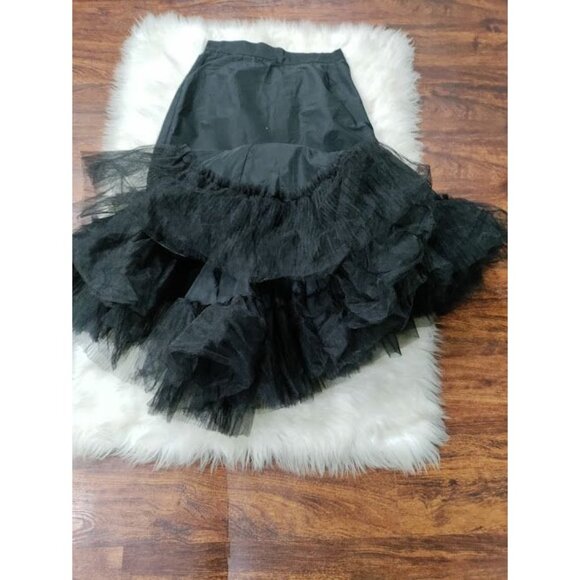 NWT Sandra Mansour x H&M Asymmetric Ruffle Tulle Flounce Skirt Black Womens Sz 2 - Picture 9 of 15